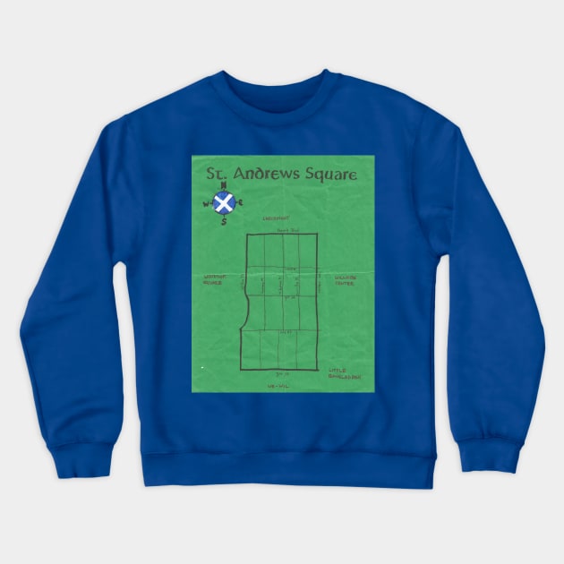 St. Andrews Square Crewneck Sweatshirt by PendersleighAndSonsCartography